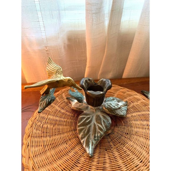 Brass Humming Bird Taper Candle holders Set Vintage Art Nouveau - Picture 4 of 13